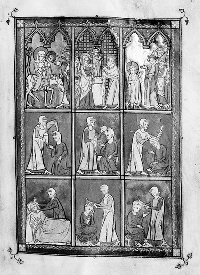 Practica Rogerii, illuminated manuscript. 13th C