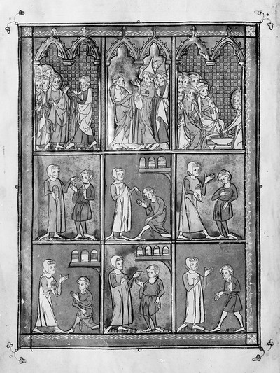 Practica Rogerii, illuminated manuscript. 13th C