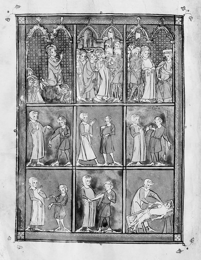 Practica Rogerii, illuminated manuscript. 13th C