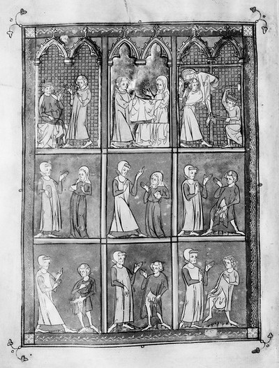 Practica Rogerii, illuminated manuscript. 13th C