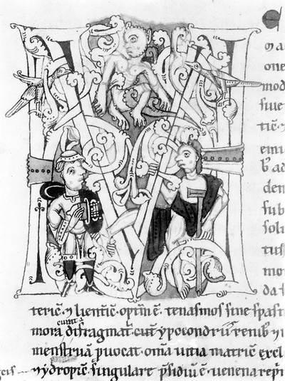 Illuminated "V": cripple and other figures