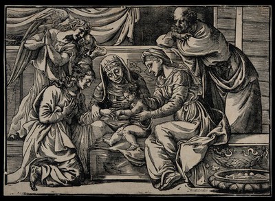 Saint Catherine. Woodcut.