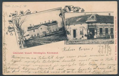 Képeslap színes felirattal: Szépreményű Horváth Erzsinek 1908-ban Lentibe címzett üdvözlőlap Körmendről.