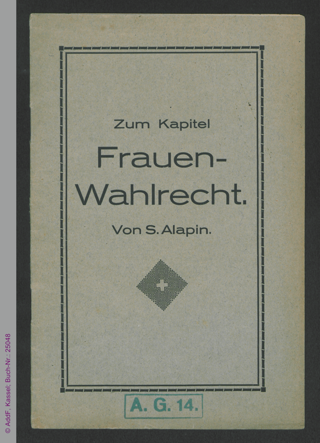 Zum Kapitel Frauenwahlrecht : Propagandaschrift