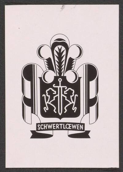 Fotografie eines Entwurfs für das Wappenschild "Schwertloewen" der Firma C. Duisberg