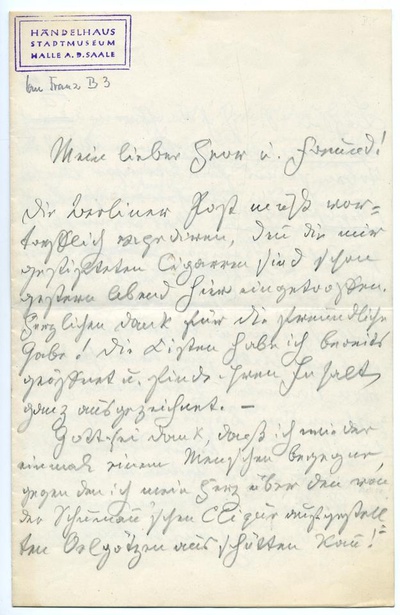 Letter from Robert Franz to unknown