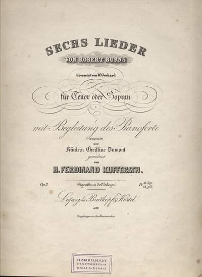 Kufferath, Hubert-Ferdinand: Six Songs by Robert Burns