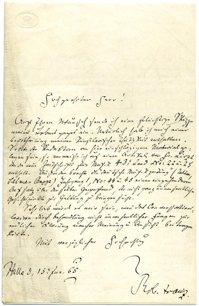 Letter from Robert Franz to Brockhaus-Verlag (with self-biography)