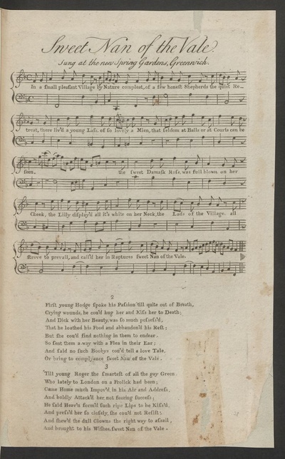 Sweet Nan of the vale: sung at the new Spring Gardens, Greenwich