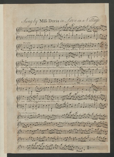 Sung by Miss Davis in Love in a village