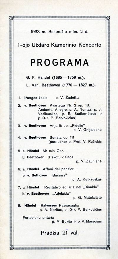 M Buksos Rinkinio Koncerto Programa 1933 Europeana