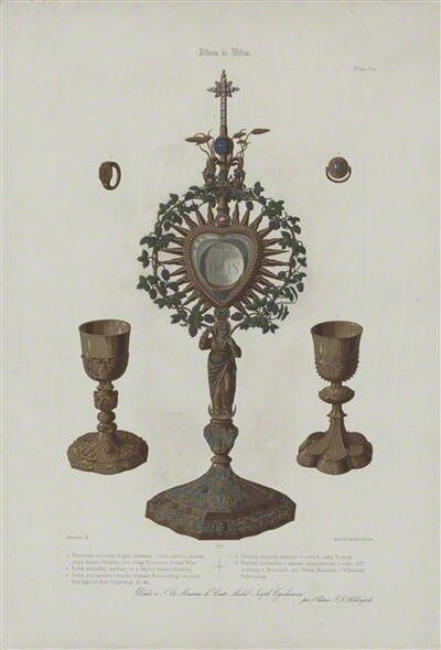 Vilniaus katedros monstrancija, taurės ir žiedai /Francas Kelerhovenas. - 1850