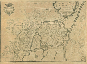 Plan de la ville et du chateau de Caën en Normandie...