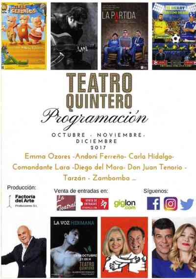 Teatro Quintero. Programación Octubre Noviembre Diciembre 2017