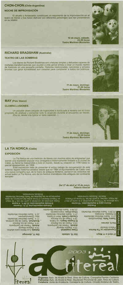 Agenda Cultural de Alcalá la Real. Titereal abril mayo 2003