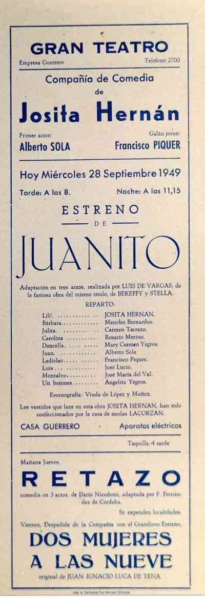 Juanito; Retazo; Dos mujeres a las nueve