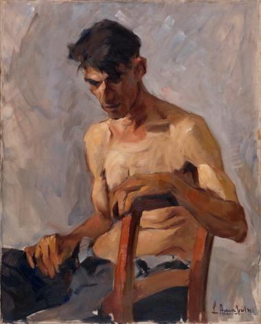 Male half-nude seated, Almaliotis Stefanos, 1936