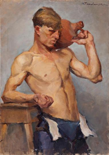 Male nude with pitcher, Christina Papavasiliou, 1930