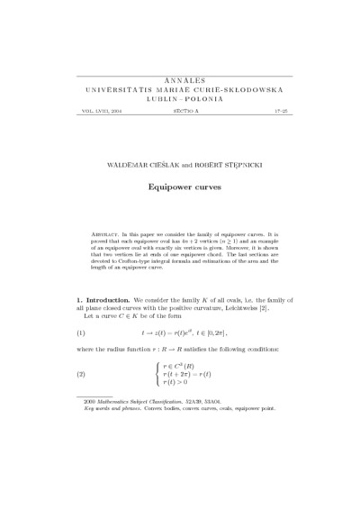 Equipower curves