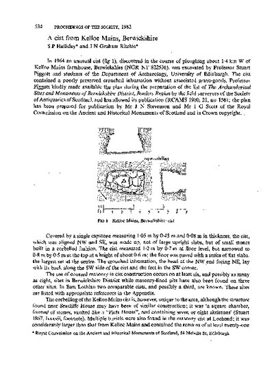 A [coursed masonry] cist from Kelloe Mains, Berwickshire, Volume 112, 534-6