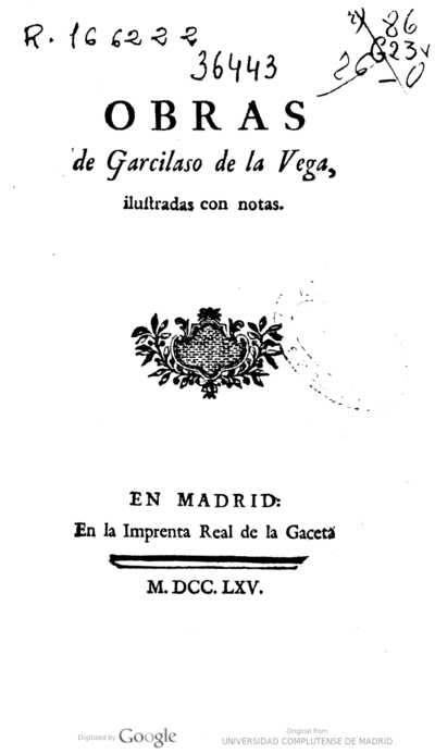 Obras De Garcilaso De La Vega Ilustradas Con Notas Europeana