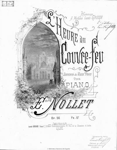 L'heure du couvre-feu [Música notada] : Souvenir du vieux Paris : pour piano, op. 56