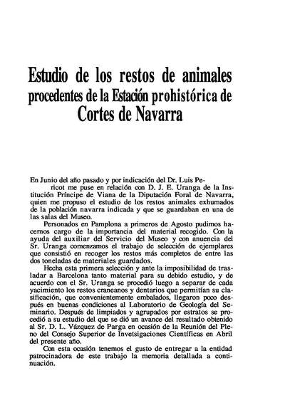 Estudio de los restos de animales procedentes de la Estación prohistórica de Cortes de Navarra
