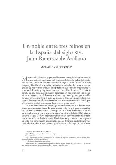 Un noble entre tres reinos en la España del siglo XIV: Juan Ramírez de Arellano.