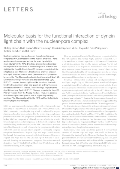 Molecular basis for the functional interaction of dynein light chain with the nuclear-pore complex