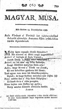 Buda Várának a' töröktől viszsza-vételének Századik esztendeje. Írattatott Peften 1786-dikban 10-kén Septembernek