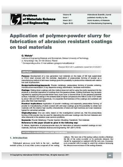 Application of polymer-powder slurry for fabrication of abrasion resistant coatings on tool materials