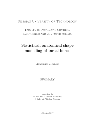 Statistical, anatomical shape modelling of tarsal bones