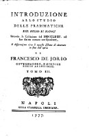 Introduzione allo studio delle prammatiche del regne di Napoli secondo la collezione del 1772 (Tomo III.)