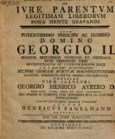 Dissertatio juridica de jure parentum legitimam liberorum bona mente gravandi ... praeside Georgio Henrico Ayrero.