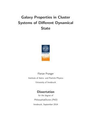 Galaxy Properties in Cluster Systems of Different Dynamical State