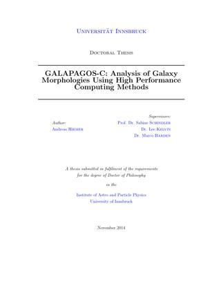 GALAPAGOS-C: Analysis of Galaxy Morphologies Using High Performance Computing Methods