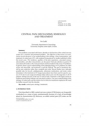 Central pain: mechanisms, semiology and treatment