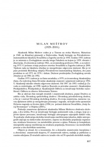 Ljetopis : Milan Meštrov (1929.-2010.) : nekrolog