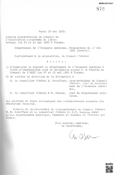Omnia No 876 Reunion Ministerielle Du Conseil De L Association Europeenne De Libre Echange Les 24 Et 25 Mai 1965 A Vienne