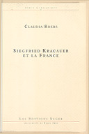 Siegfried Kracauer et la France / Claudia Krebs