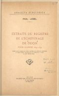 Extraits du registre de l'Echevinage de Dijon pour l'année 1341-1342