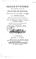 Éloge funèbre de M. Pilastre de Rozier, prononcé le 13 juillet, au Musée de Monsieur... par M. Lenoir,...