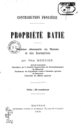 Contribution foncière. Propriété bâtie, révision décennale du revenu et des exemptions, par Félix Mercier,...