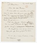 [Brouillon de lettre de François Bazin à J. Bourdon, 27 avril 1873] (manuscrit autographe)