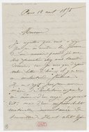 [Lettre autographe signée de Louise Deloffre à Du Locle, Paris, 12 août 1875] (manuscrit autographe)