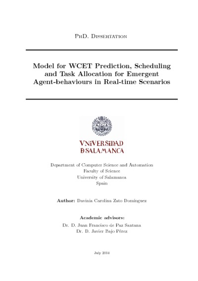 Model for WCET prediction, scheduling and task allocation for emergent agent-behaviours in real-time scenarios