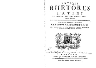 Antiqui rhetores latini e Francisci Pithoei bibliotheca olim editiRhetores latini