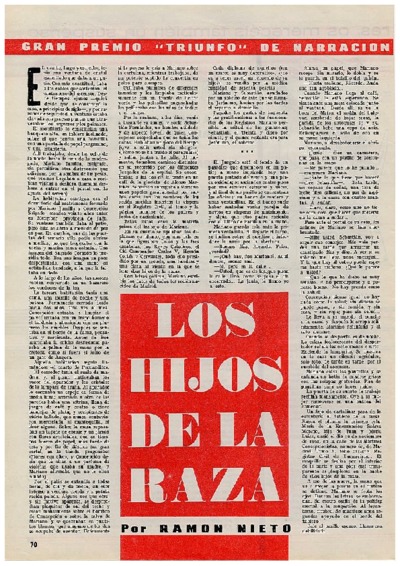 Gran premio "Triunfo" de narraciones 1963."Los hijos de la raza"