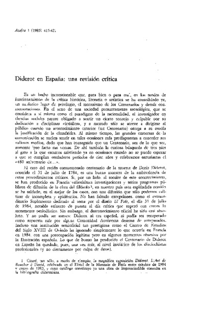 Diderot en España: una revisión crítica