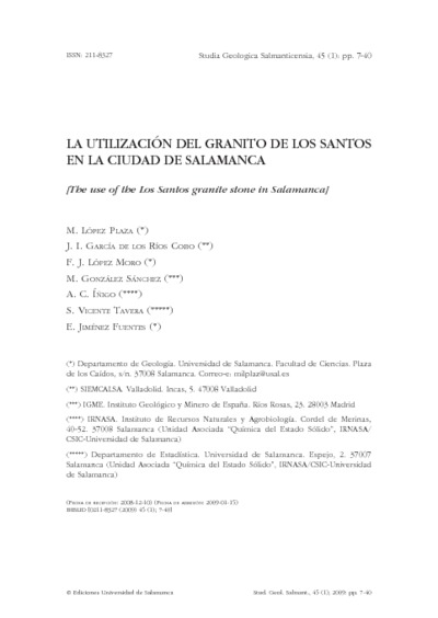 La utilización del granito de los Santos en la ciudad de SalamancaThe use of the Los Santos granite stone in Salamanca